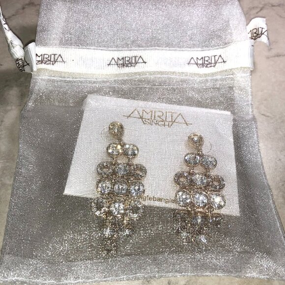 Amrita Gold & Crystal Chandelier Earrings - Picture 7 of 8